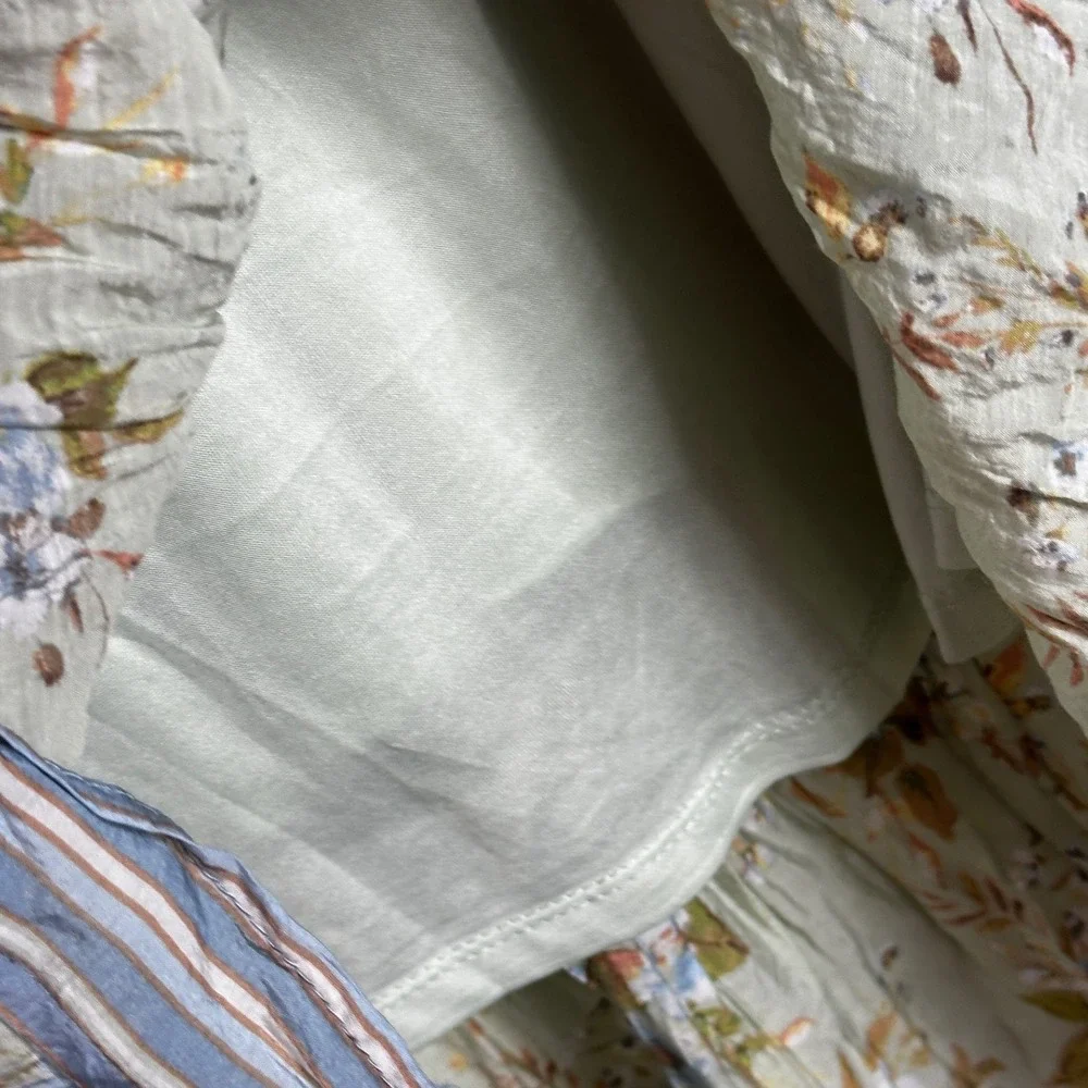 SOLD Floral Cottagecore Prairie Tiered Maxi Dress Size Large Tie Shoulders Boho - Picture 12 of 14
